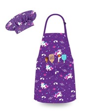 Adjustable Kids Chef Hat And Apron Set With Pocket Boys Girls Toddler Baking