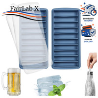 EiswüRfelform Silikon Mit Deckel Bpa-Frei 10 FäCher Blau FüR Cocktails Whiskey
