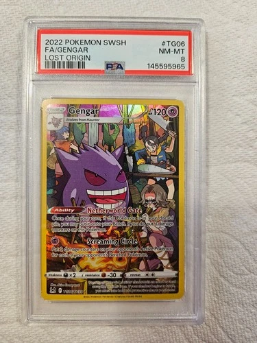 2022 POKEMON FULL ART GENGAR #TG06 SWORD & SHIELD LOST ORIGIN PSA 8