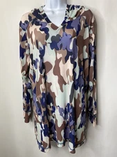 LOGO Lounge by Lori Goldstein Womens Size 1X Glam Camo Drapey Lagenlook Fall Y2K