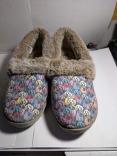 Skechers BOBS Size 8 Too Cozy Winter Howl Slippers Womens Dog Print Faux Fur EUC