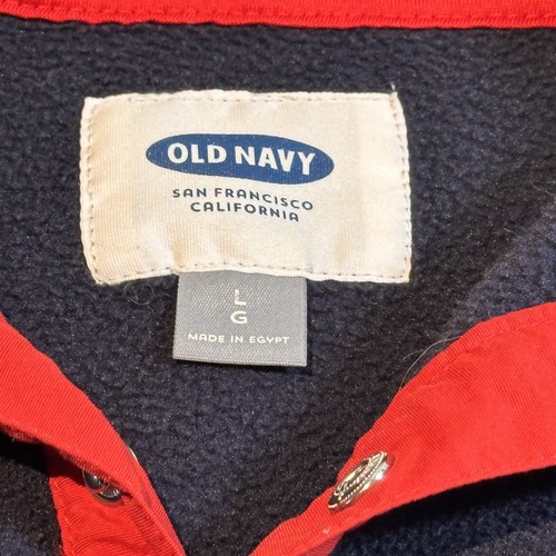 OLD NAVY Snap T Vintage Style Men's Sz Large Fleece Pullover Hoodie in Gray Navy - Picture 2 of 11