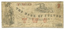 1863 Bank Of Fulton Atlanta Georgia 2 Obsolete Note Ga25-g52 68165
