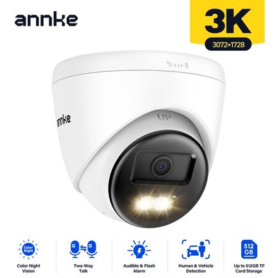 ANNKE 3K POE Überwachungskamera Zwei-Wege-Audio Farbnachtsicht Ton & Lichtalarm