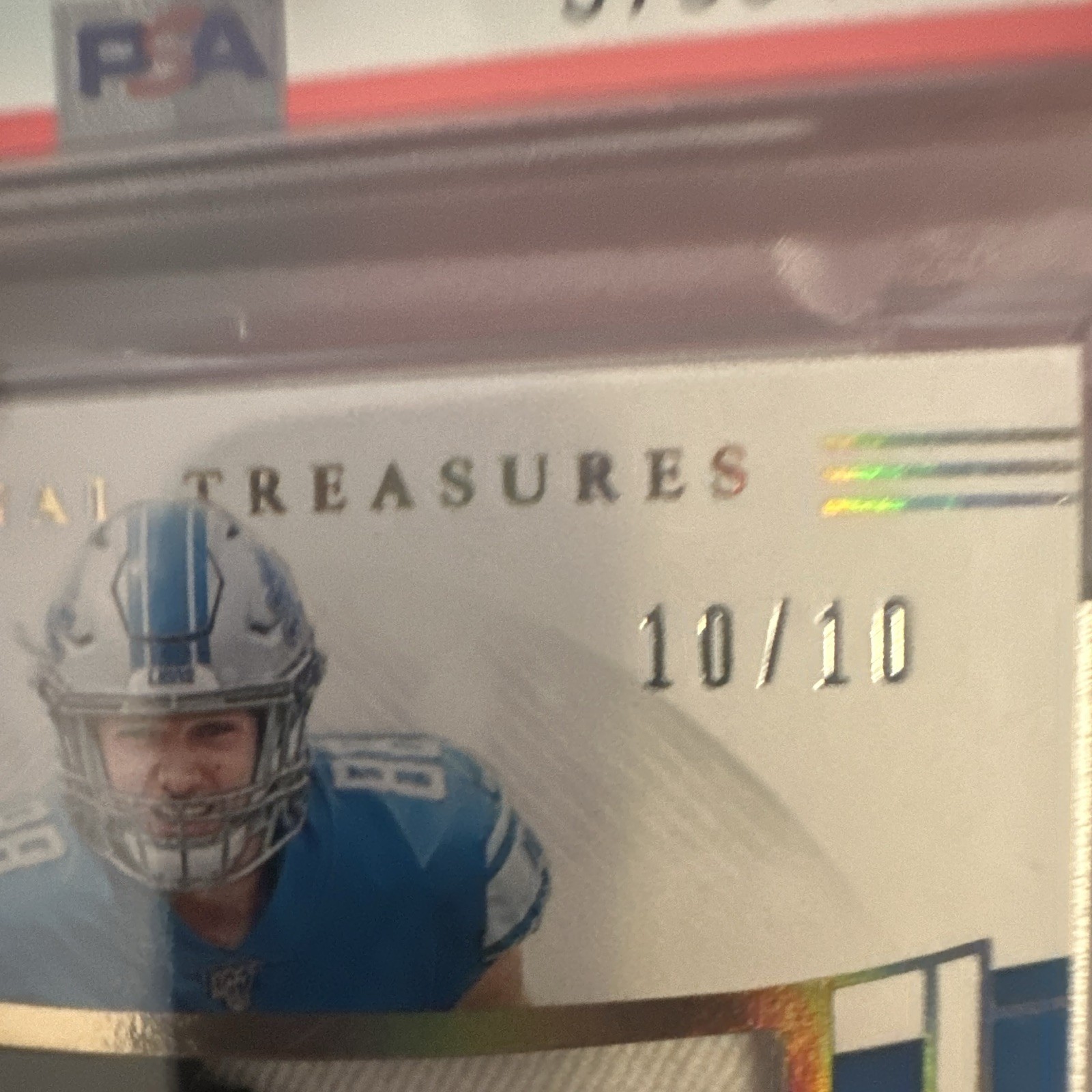 Panini 2019 National Treasures T.J. Hockenson RMS-TJ Holo Gold /10 Auto PSA 9 view 4