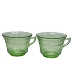 Vtg Federal Uranium Glass Patrician Green Pressed Punch Cup 2 1/2" USA 1933-1937