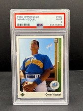 1989 UD Omar Vizquel #787 PSA 9 Mint Upper Deck Rookie Card RC. rookie card picture
