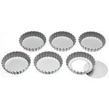KitchenCraft Set of Six 10cm Loose Base Tart Tins
