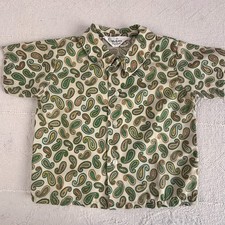 Vintage Boy's 1960s Hi-Line Green Paisley Short Sleeve Shirt Size 2
