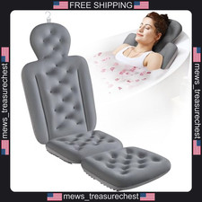 Full Body Bath Pillow for Tub, Thick Spa Cushion, Gray 51x16 inches