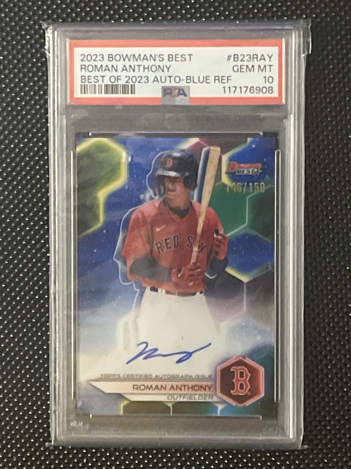 2023 Bowman's Best Roman Anthony Best of 2023 RC Auto Blue Refractor /150 PSA 10
