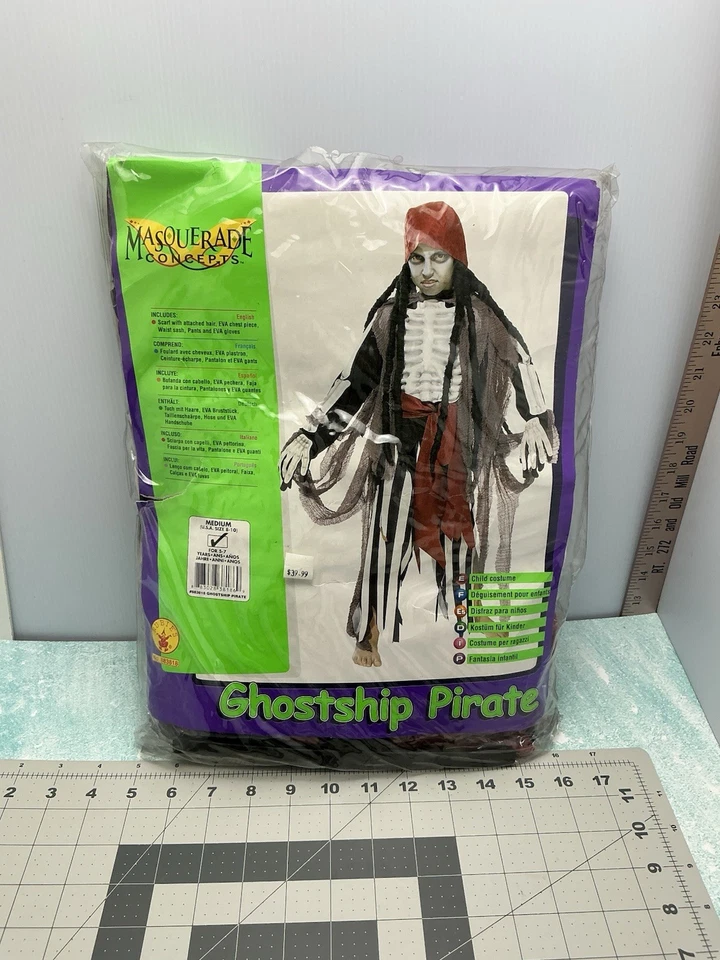 Nuevo DISFRAZ FANTASMA Barco PIRATA NIÑOS Náufrago Grande 8-10 Niño Zombi Foto 4 de 4