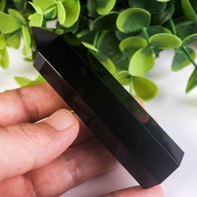 74g 90mm Black Obsidian Crystal Tower Natural Point Obelisk Healing Protection