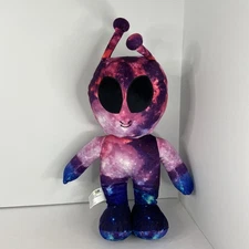 Alien Plush Fun Express brand multi-colored pink, purple, blue, and black 15"