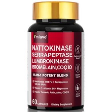 Nattokinase Supplement 4000 FU, Heart Health Support, 60 Count EXP 04/2027 USA