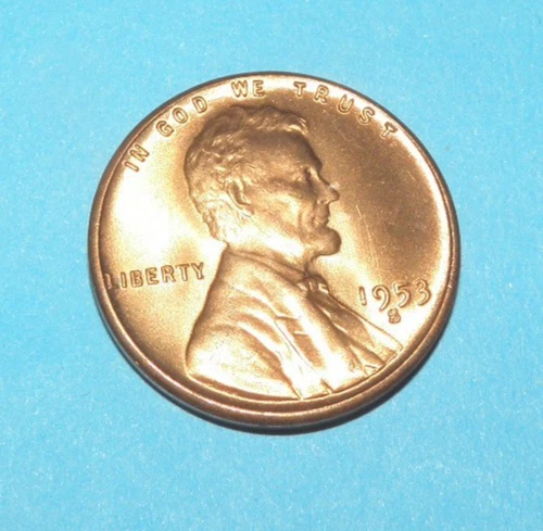 1953 S         LINCOLN WHEAT CENT   CHOICE RED UNCIRCULATED  #5
