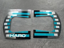 Old school BMX '88 TEAM HARO MASTER KNEESAVER HANDLE BAR STICKERS TEAL / BLACK