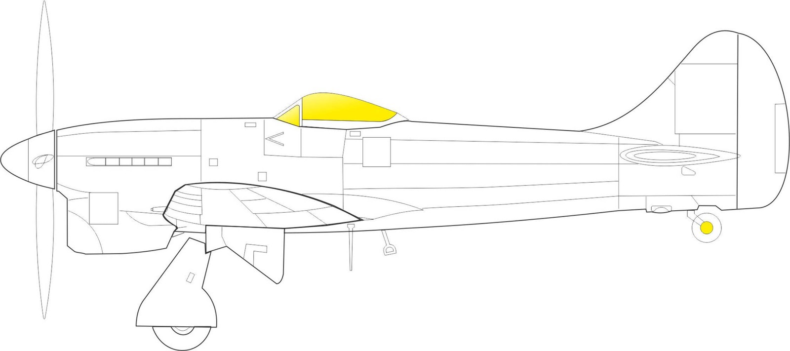 Eduard EX796 1:48 Hawker Tempest Mk.II TFace (interior and exterior canopy masks