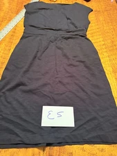 Women Boden A-Line Notch Neck Shift Dress Sheath BLACK 8R Cotten E5