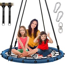 Giant 45" Spider Web Tree Swing Net Swing Platform Rope Round Saucer Tree Swing