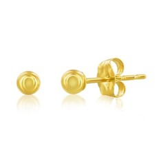 14K Yellow Gold, 3mm Polished Ball Studs