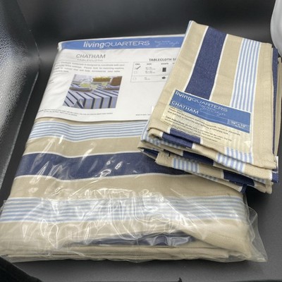Living Quarters Chatham Tablecloth 60x84 Oblong with Set of 4 Napkins NWT