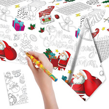 Christmas Paper Coloring Tablecloth Poster - 47.2 70.8Inches Giant Kids Merry Xm