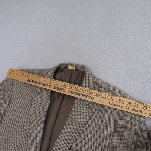 Joseph & Feiss Mens Sport Coat 44R Brown Blue Plaid Houndstooth Silk Wool - Picture 10 of 13