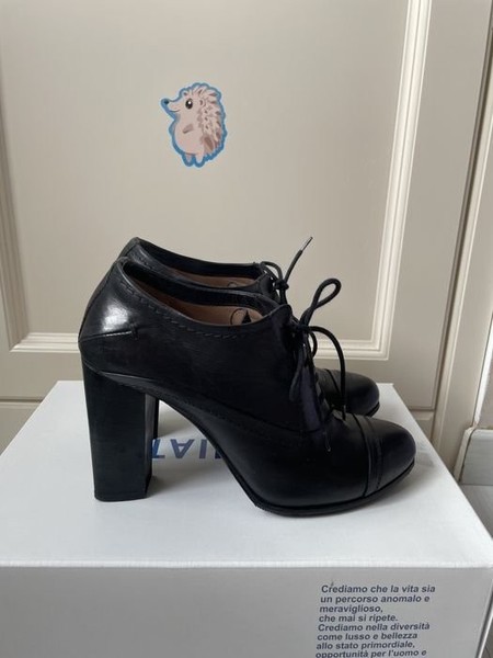 Women Costume National Ankle Boots Black Leather