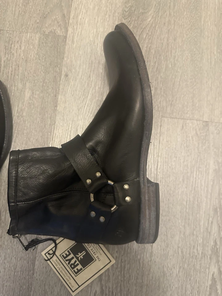 FRYE Men's Dean Harness Boot Black Leather Moto Size 10 Biker Riding Western - Image 2 of 4