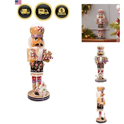 Kurt Adler 16-Inch Wooden Gingerbread Christmas Nutcracker Color May Vary,Bro...