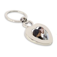 Custom Steel Heart Photo Keychain
