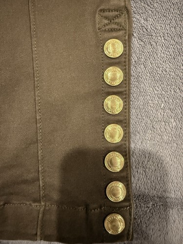 Burberry Brit Kemberton Skinny Pants Olive W28 Gold Ankle Buttons RRP $500 - Picture 10 of 12