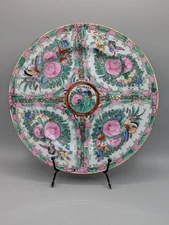 Vintage Hand-Painted Famille Rose Canton 10.25" Dinner Plate, Great Condition