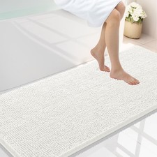 Smiry Luxury Chenille Bathroom Rugs 59x24, Extra Soft and 59'' X 24'', Ivory
