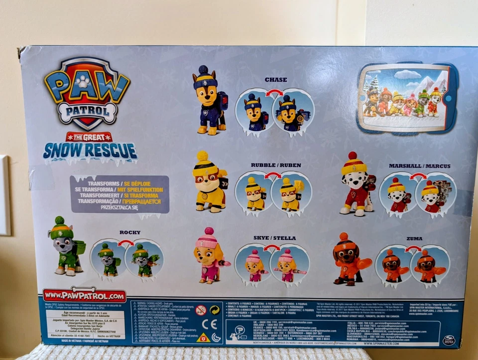 6 Pack Of Paw Patrol The Great Snow Rescue Chase Rocky Skye Marshall Rubble Zuma - Image 2 of 4