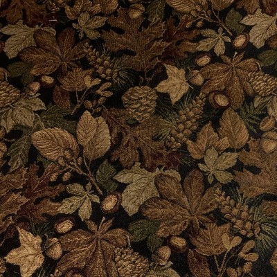 Woodland Leaves Brown Fall Designer Upholstery Fabric