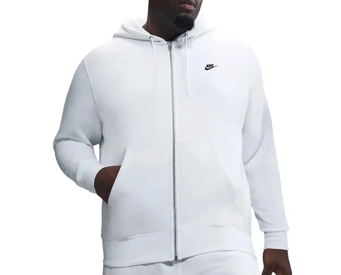 Men's Nike Club Full-Zip Fleece Hoodie White, NWT, Size M, $75