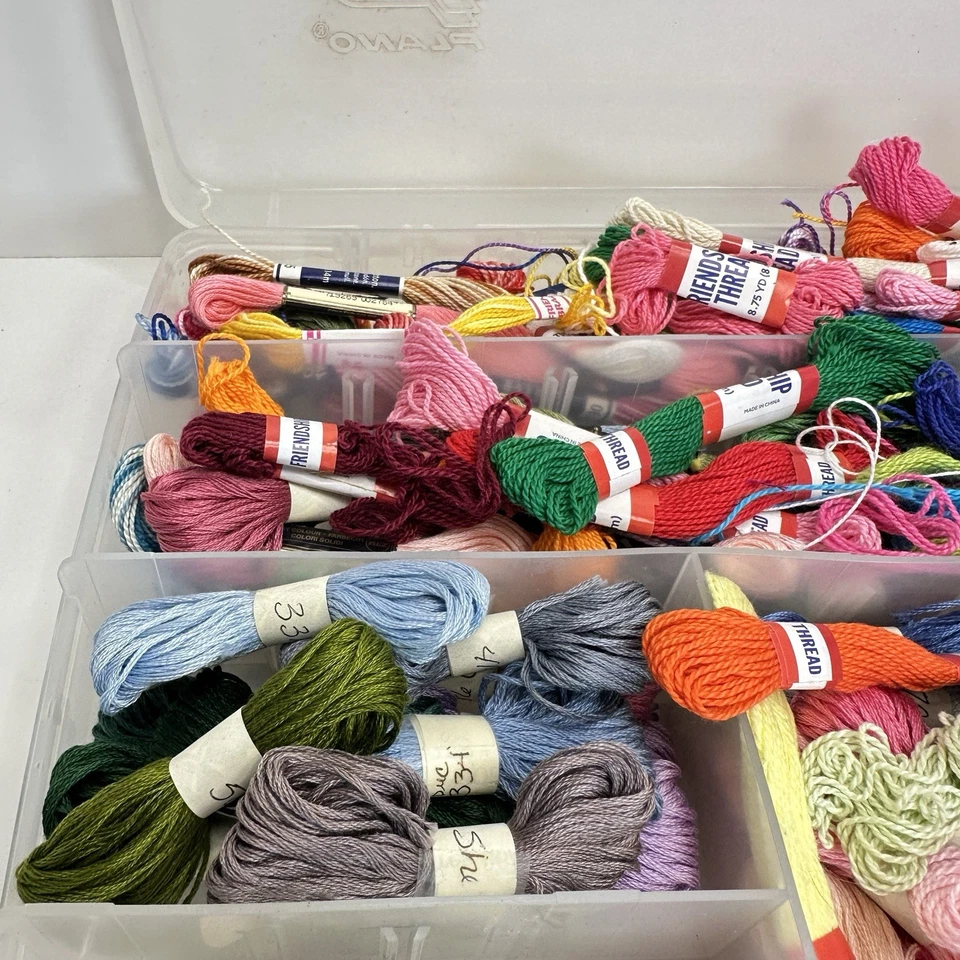 130+ Skeins and Thread Lot Many Colors Friendship Bracelet Thread Yarn Plus Box - Image 3 of 4