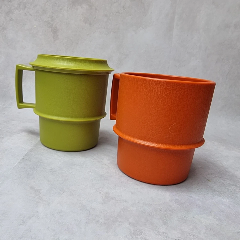 Mug Vintage Tupperware Années 70 – Orange ou Vert Olive – Modèle Empilable - Photo 2/4