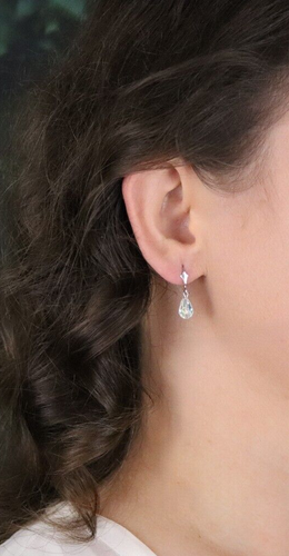 14k Weißgold Kristall Ohrhänger 1" x 1/4" - Bild 4 von 6