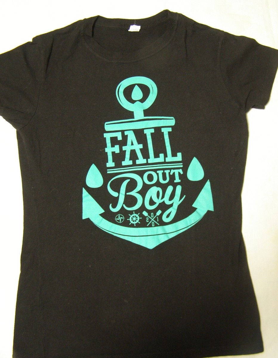Fall Out Boy Blue Anchor Design Concert Tour T-Shirt Black