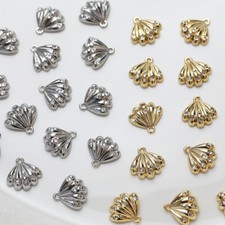 6pcs CZ pave Shell Charm,Cubic Zirconia Fan Shell Pendant,Zircon SeaShell Charm