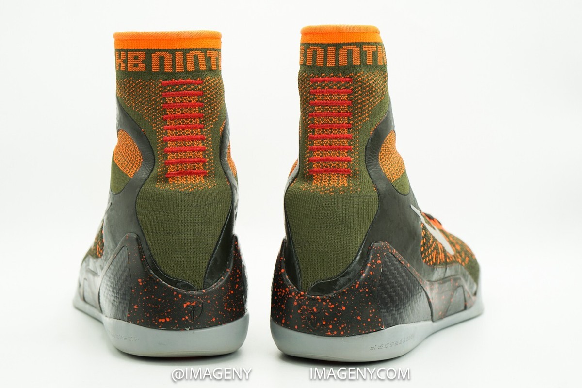 NIKE KOBE IX ELITE USED SIZE 10.5 SEQUOIA ROUGH GREEN HYPER