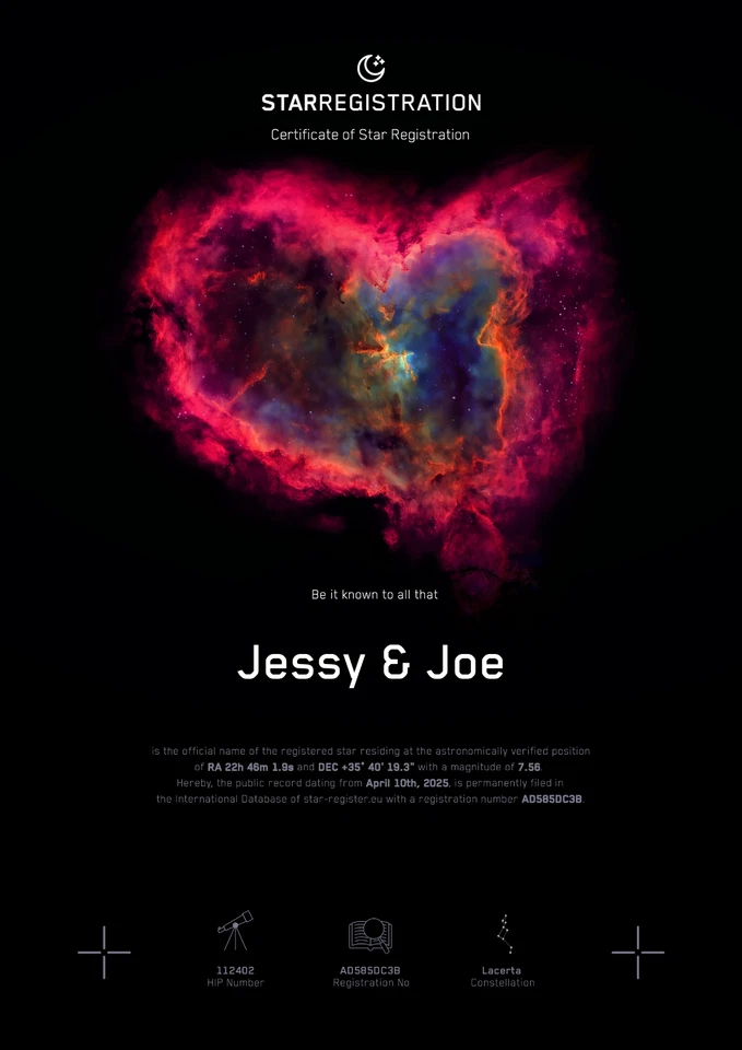 Name a Star for a Loved One - Regalo único de cumpleaños, aniversario o conmemorativo Foto 4 de 4