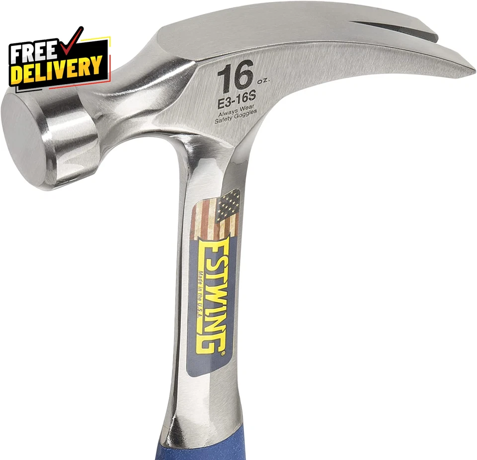 Garra recta Hammer 16 OZ con cara lisa y agarre de reducción de golpes - E3-16S Foto 3 de 4