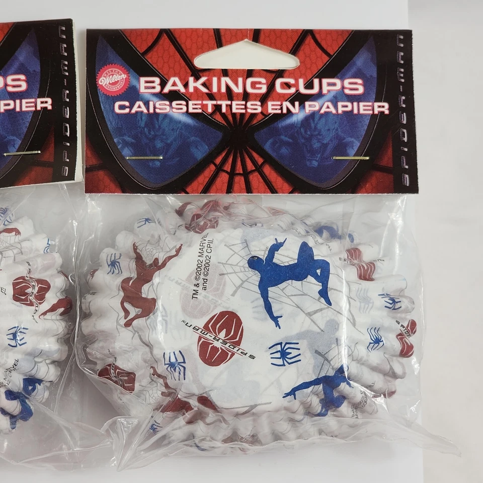 x2 tazas para hornear vintage Marvel Spider-Man 2002 mercancía de la película Wilton nueva rara Foto 3 de 4