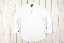 MICHELSONS LONDON WHITE MEDIUM SLIM TUXEDO STRETCH BUTTON FRONT SHIRT MENS NEW