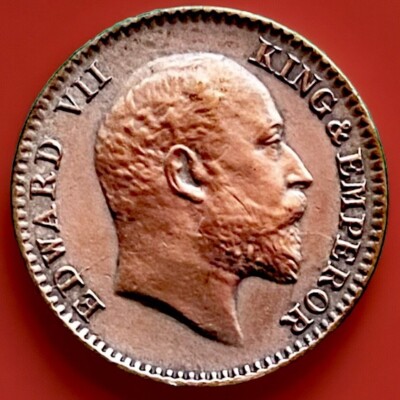 1907 Half 1/12 Anna Coin, King Edward VII, British-India, Better Grade.