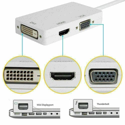 Mini Display Port (DP)Thunderbolt to HDMI Adapter VGA DVI MacBook Pro Mac Air - Picture 3 of 7